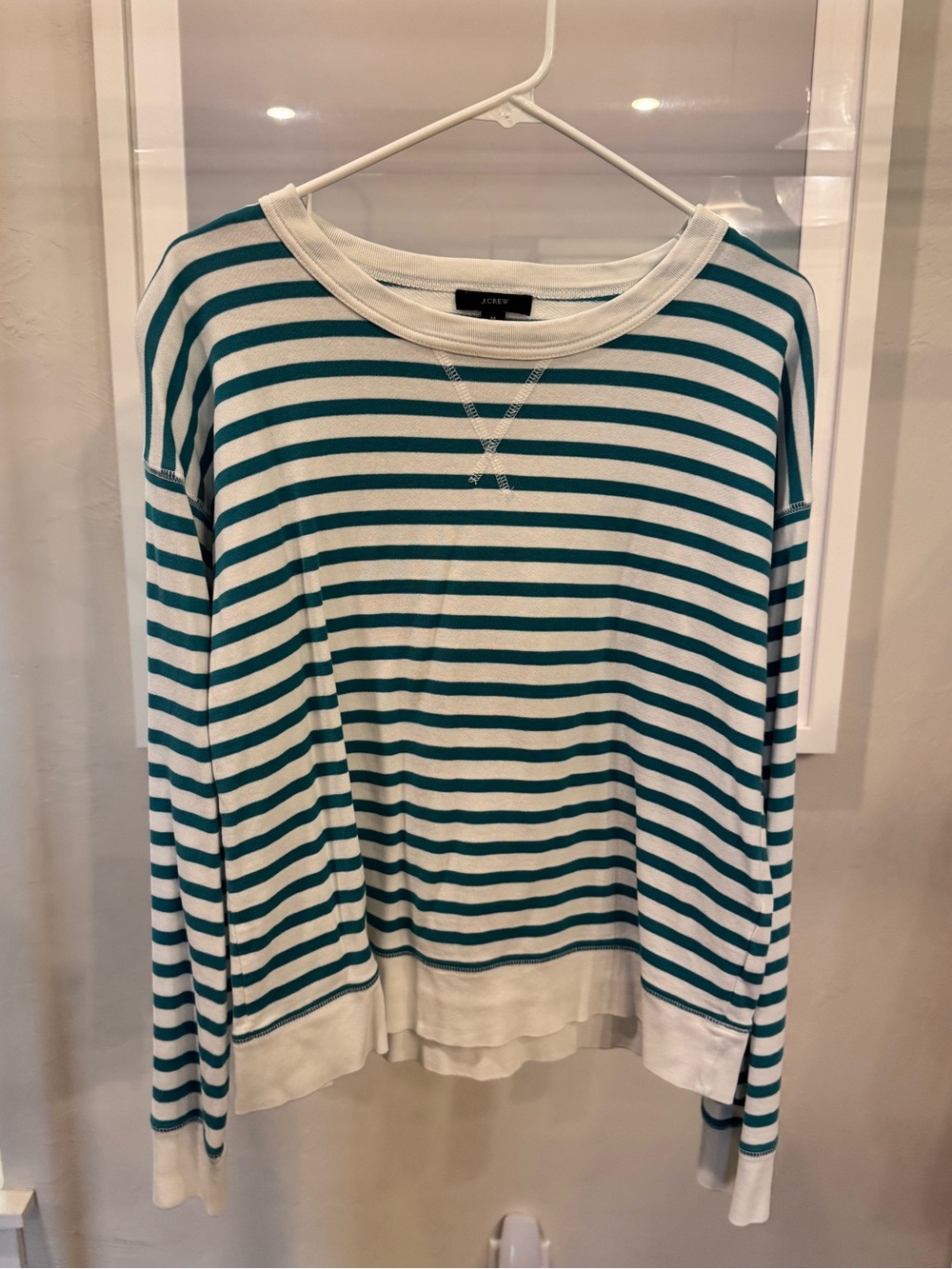 J. Crew Teal and White Striped Long-Sleeve Tee